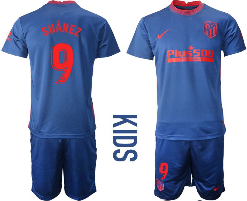 Youth 2020-2021 club Atletico Madrid away #9 blue Soccer Jerseys1